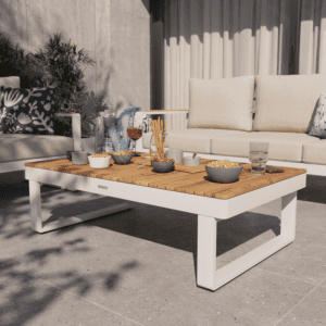 Mesa de centro rectangular de exterior PERSEA Blanca